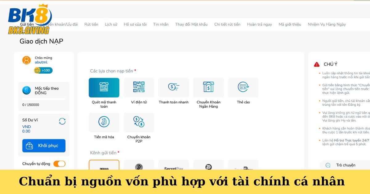 Chuẩn bị nguồn vốn phù hợp với tài chính cá nhân