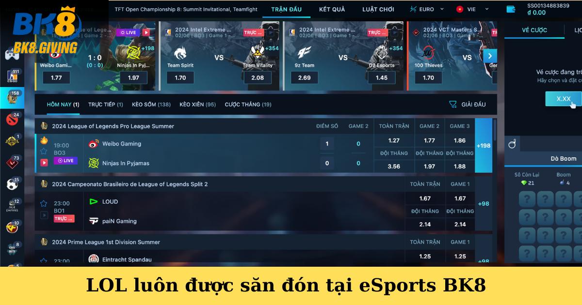 LOL luôn được săn đón tại eSports BK8